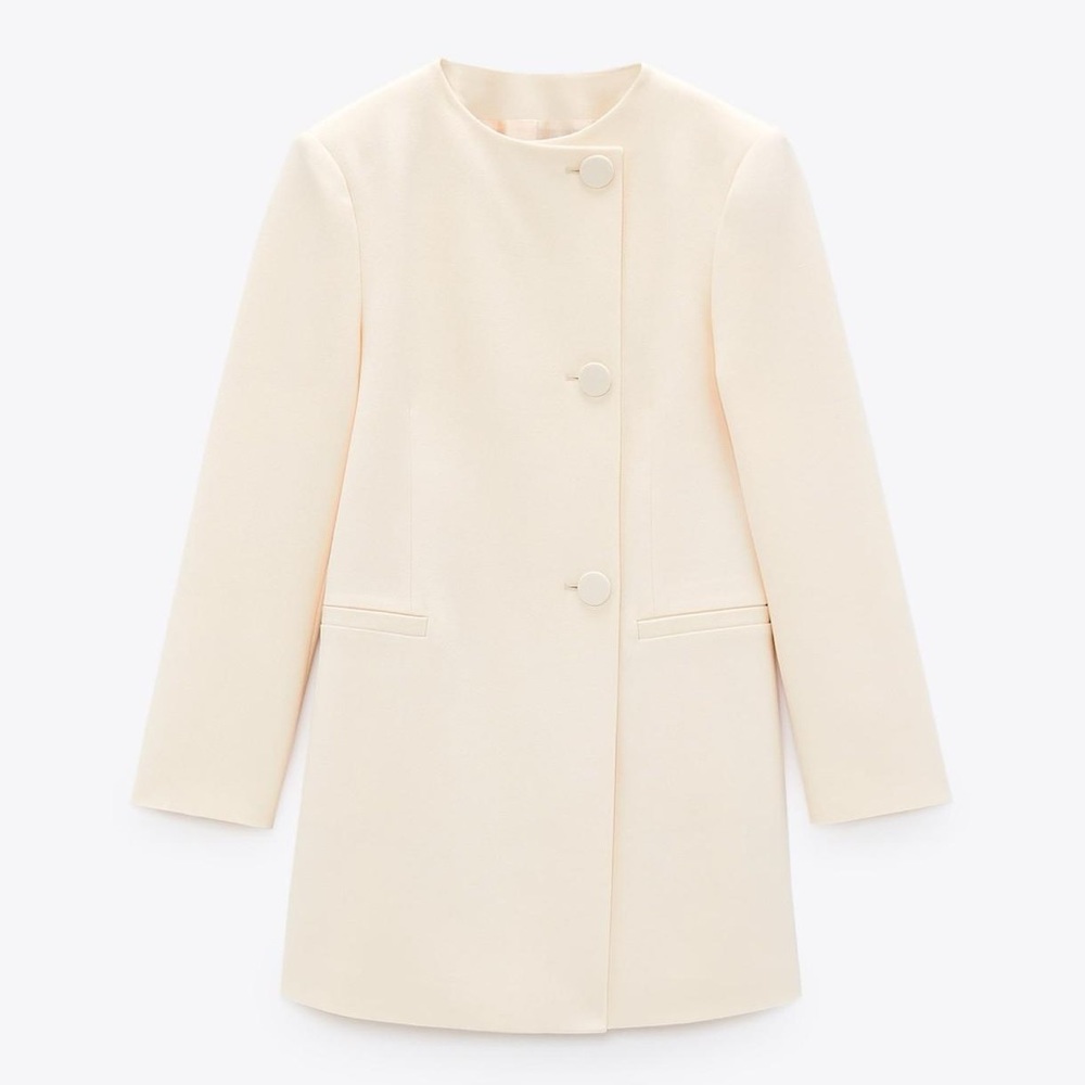 Zara white double breasted frock/coat/blazer